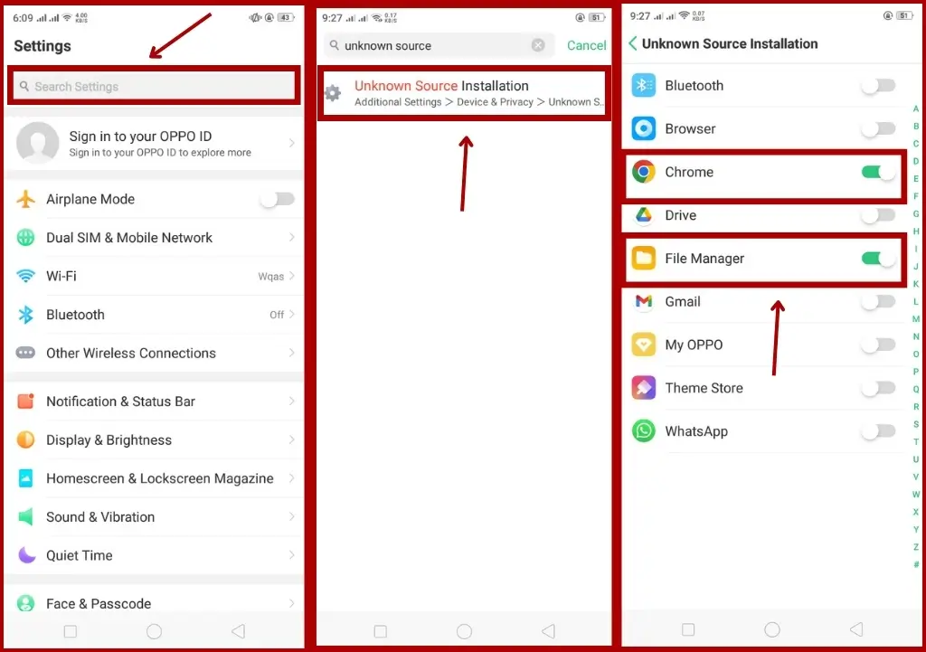 Allow Unknown Source Installation To Run Yacine TV APK
